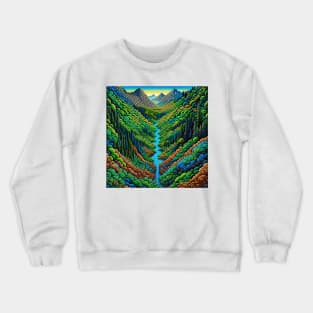 [AI Art] Green Valley, Optical Art Style Crewneck Sweatshirt